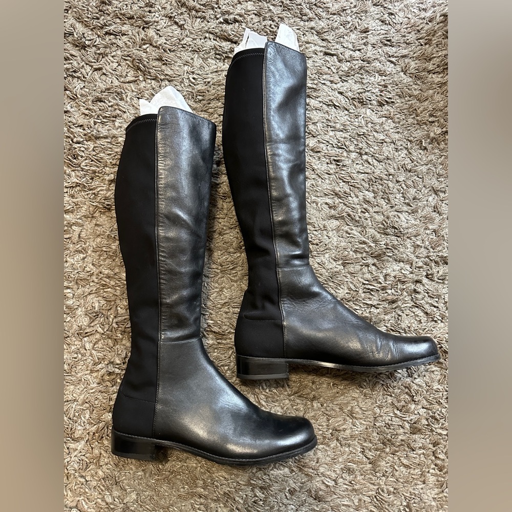 Stuart Weitzman Black Tall Leather Riding Boots